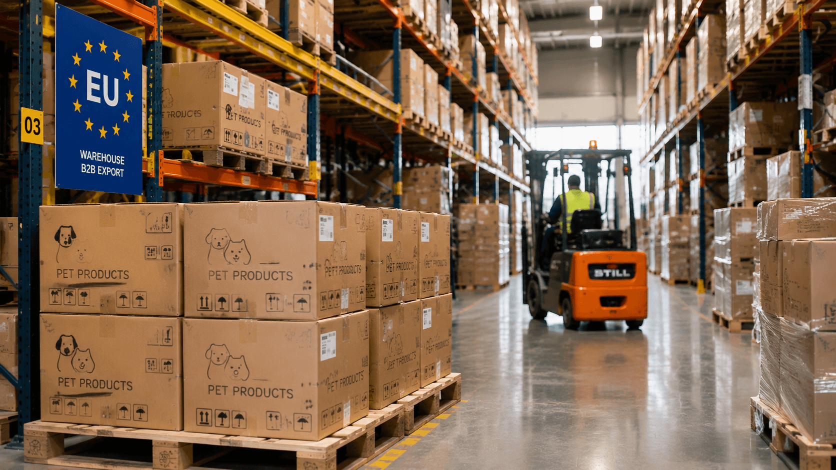 European warehouse and B2B export logistics